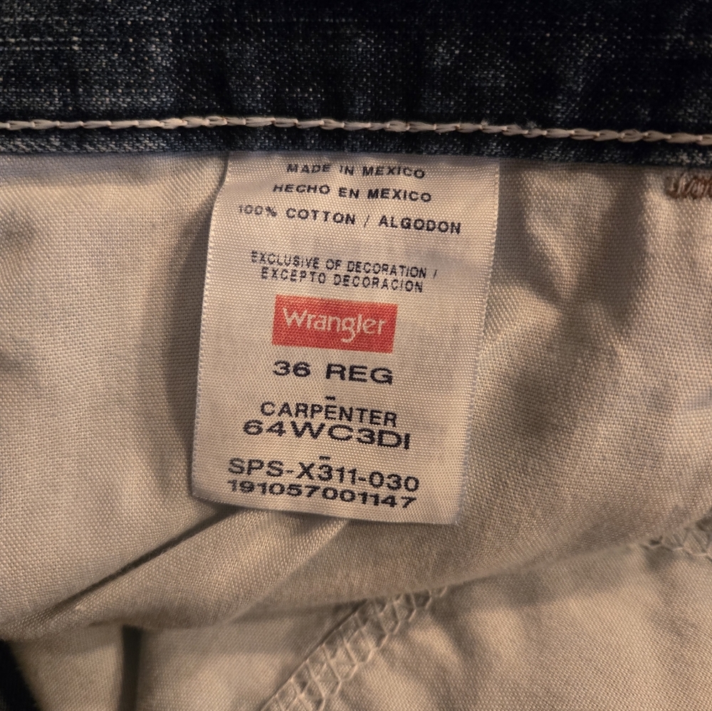 Wrangler Dark Blue Wrangler Carpenter Jean Denim Shorts Sz 36 - Picture 4 of 4